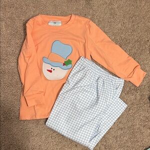 Kids Snowman Set- Coral and Blue